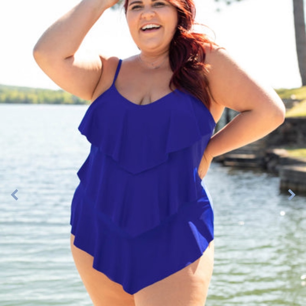 NWT Chic Soul Summertime's Calling Swimsuit, Navy, Size 3X